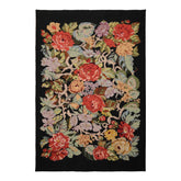 6x9 Black, Green, Coral Color Hand Woven Needlepoint Wool Traditional Oriental Rug